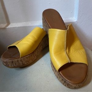 EUC slip on yellow slip on wedge sandal